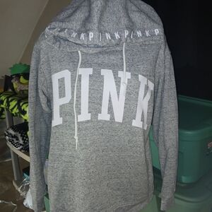 PINK Victoria's Secret Women's Gray Hoodie Pulloved Oversized